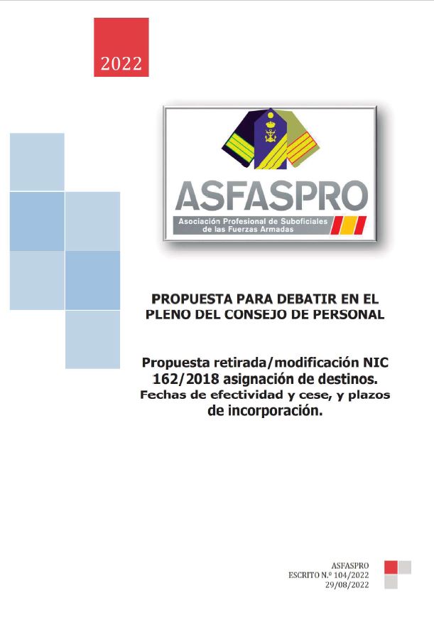 104.2022 Propuesta ASFASPRO modificación NIC 162 18 asignación destinos Armada