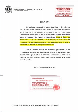 Contestación Gobierno enmiendas presentadas 261120