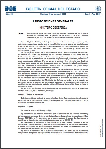 Disposiciones Ministerio Defensa 160320