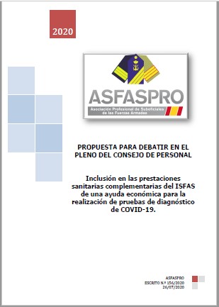 Inclusión en las prestaciones sanitarias complementarias del ISFAS de una ayuda económica para la realización de pruebas de diagnóstico de COVID 19
