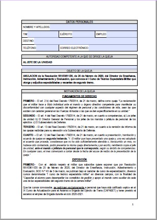 QUEJA ESPECIALIDADES SEGUNDO TRAMO ET