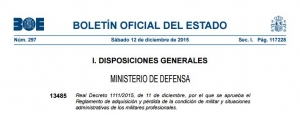 Reglamento de adquisición y pérdida de la condición de militar y situaciones administrativas de los militares profesionales. 