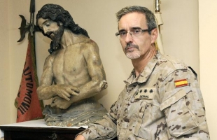 El Cristo del polvorín - La Aalog 61, del Ejército de Tierra, recupera un Ecce Homo que podría datar del XVII
